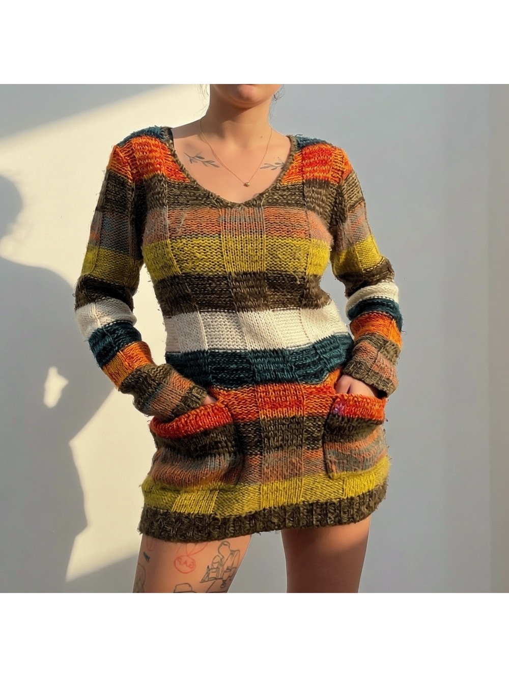 Ultra Flirt Y2K Striped Knit Sweater Dress